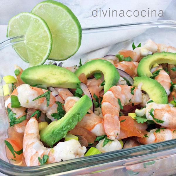 ceviche de langostinos sencillo