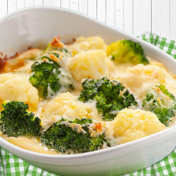 Brocoli y coliflor al horno