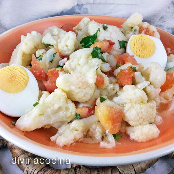 Coliflor con vinagreta rápida - Receta de DIVINA COCINA