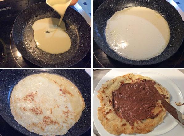 crepes de chocolate paso a paso