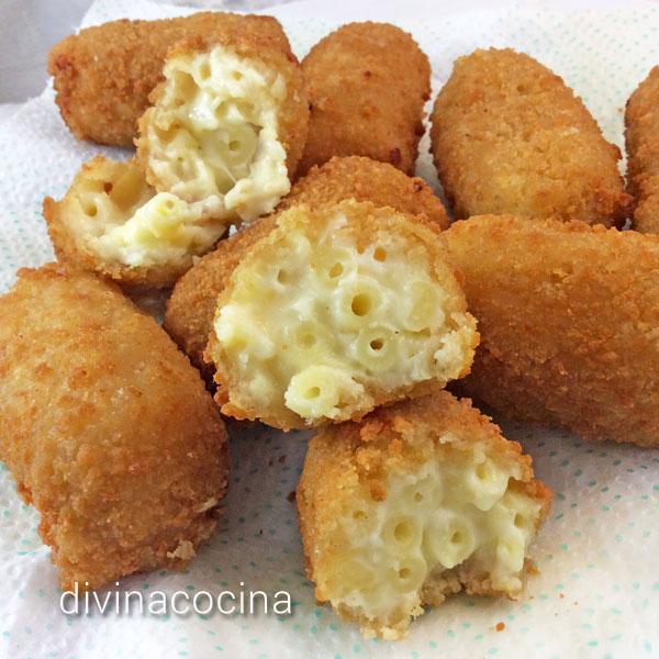 croquetas de macarrones al queso