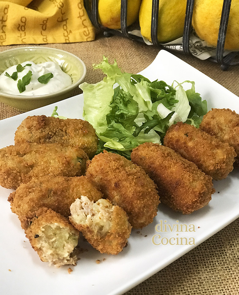 croquetas de pollo y patatas sin bechamel