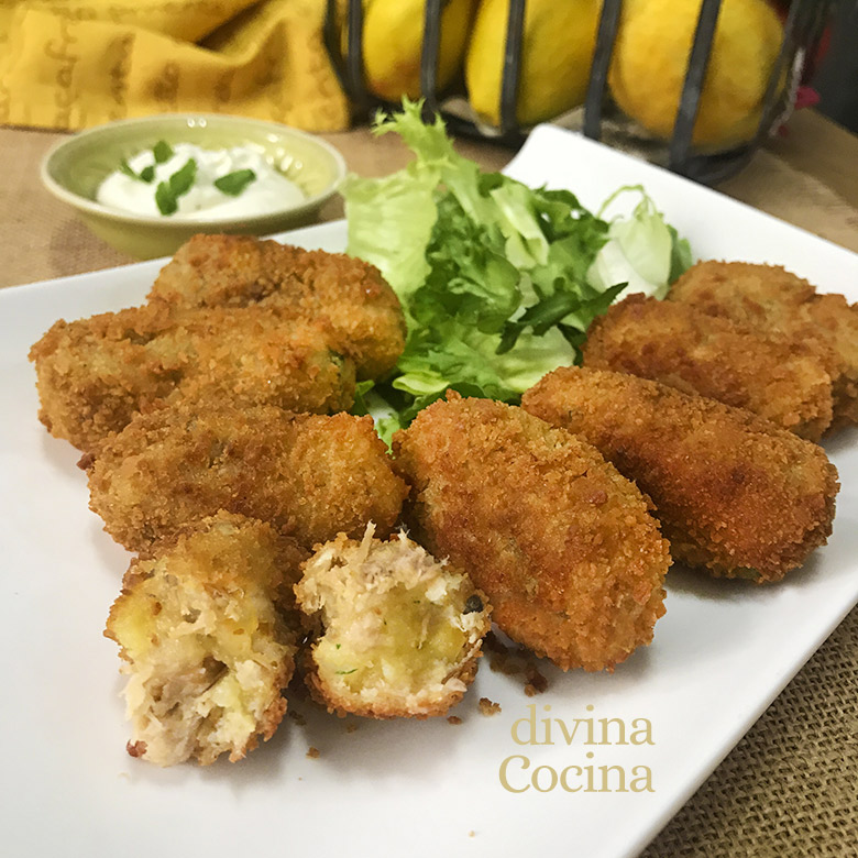 croquetas de pollo y patatas sin bechamel