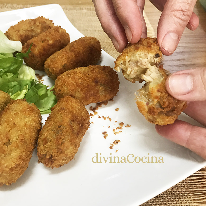 croquetas de pollo y patatas sin bechamel