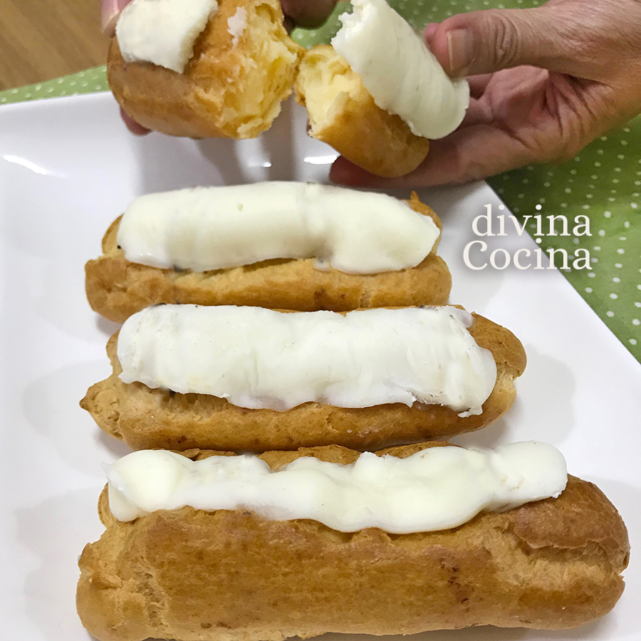 receta de eclairs de crema