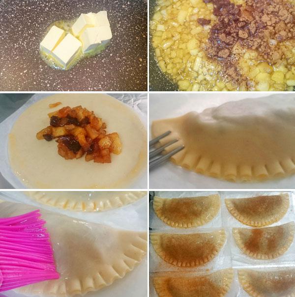 empanadillas de manzana y pasas paso a paso