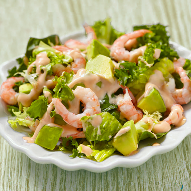 ensalada aguacate gambas salsa mil islas