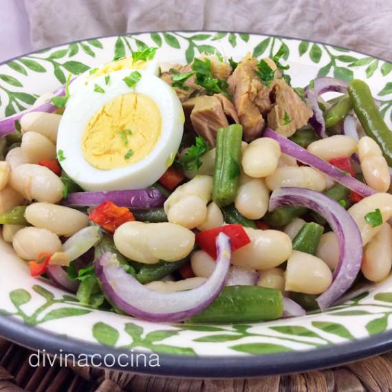 ensalada de alubias y judías verdes