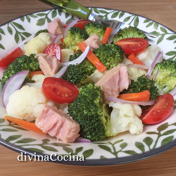 ensalada de brocoli y coliflor