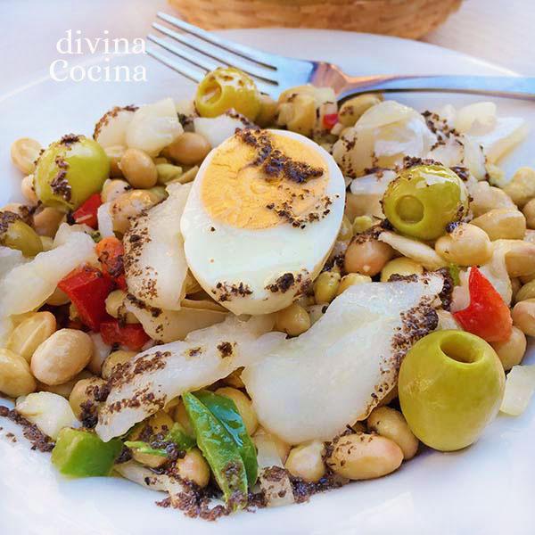 Receta de ensalada de pochas con bacalao - Divina Cocina