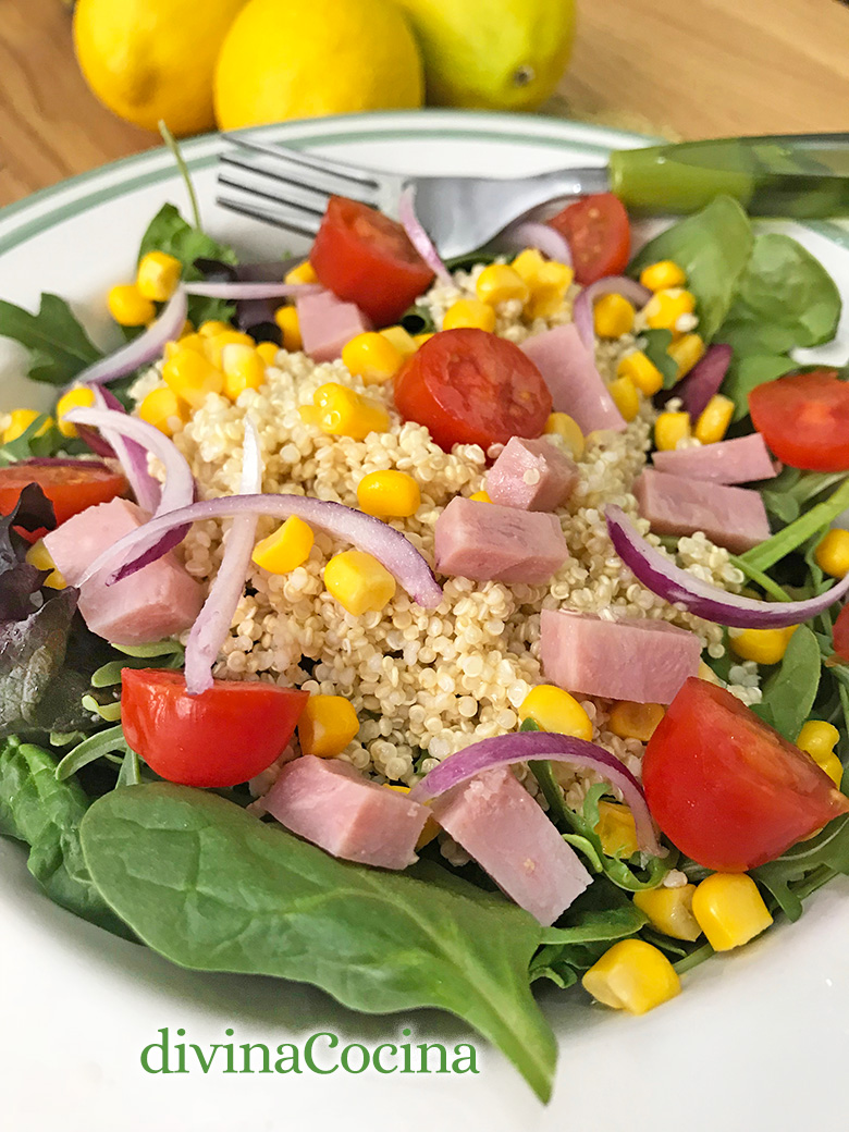 ensalada de quinoa vinagreta de limon