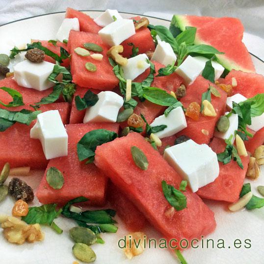 ensalada de sandía y queso