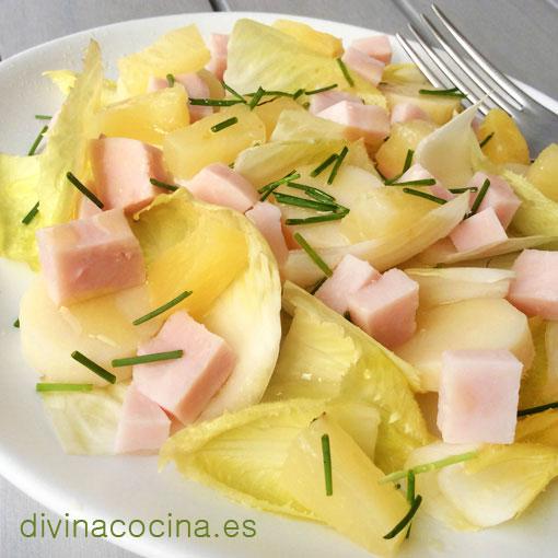 Ensalada de endivias pavo y piña - Receta de DIVINA COCINA