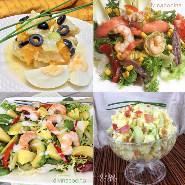 Ensaladas de fiesta, varias recetas - Receta de DIVINA COCINA