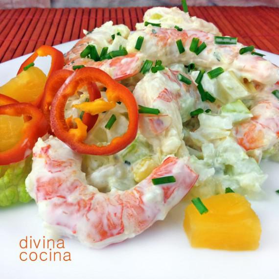 receta de ensaladilla crujiente de mariscos