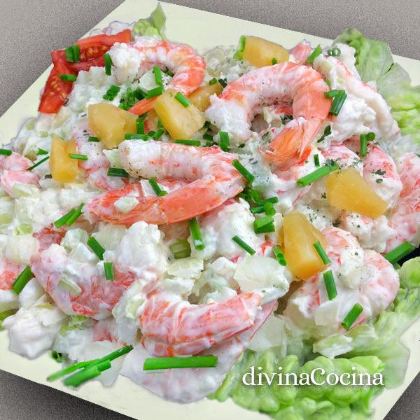 receta de ensaladilla crujiente de mariscos