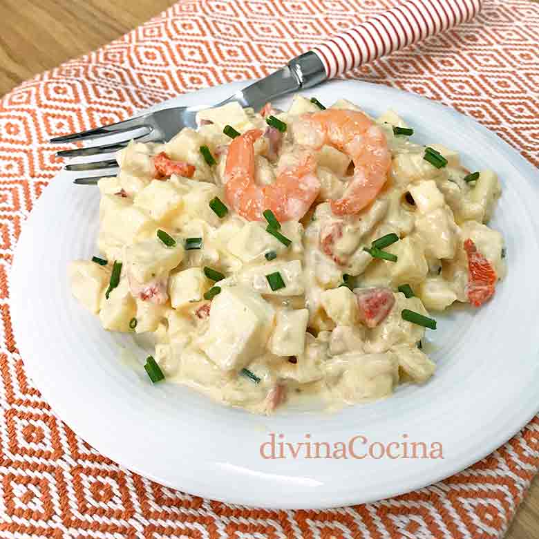 receta de ensaladilla de rape y gambas