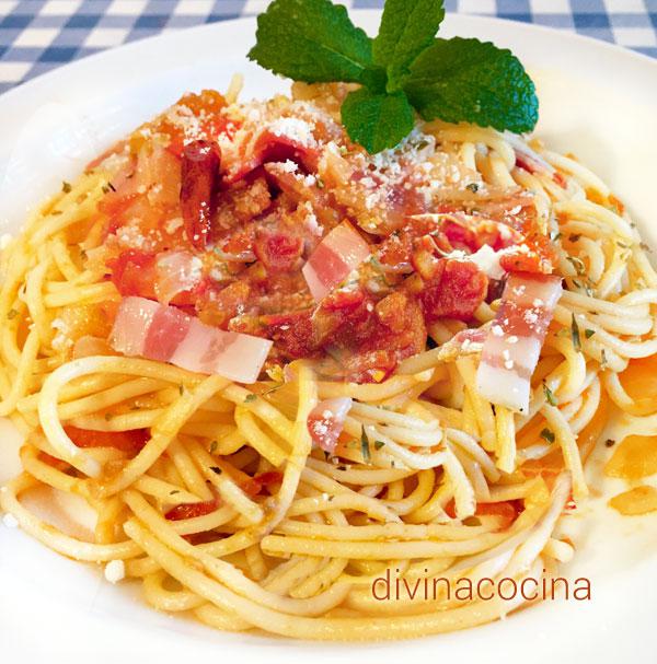 espaguettis amatriciana