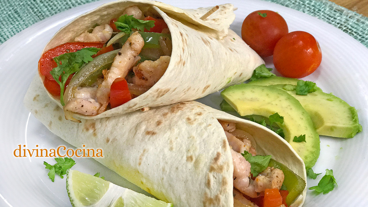 video-receta de fajitas de pollo 