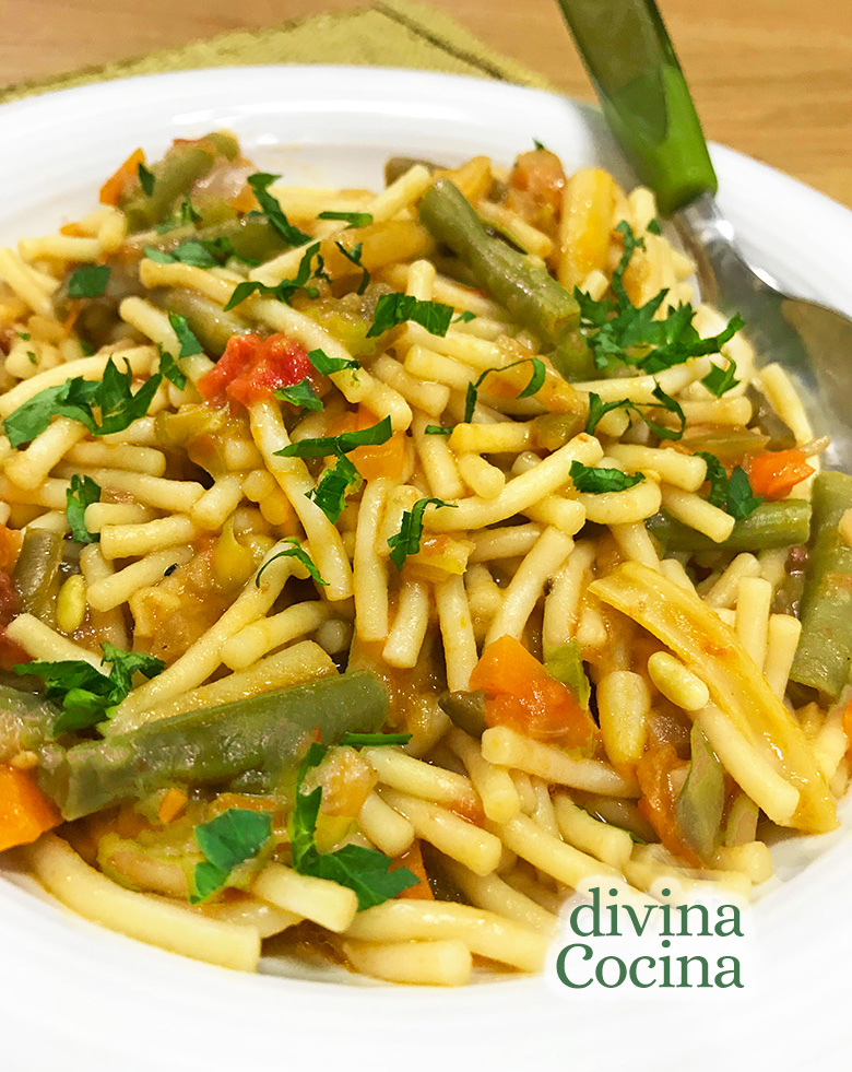 fideos con verduras