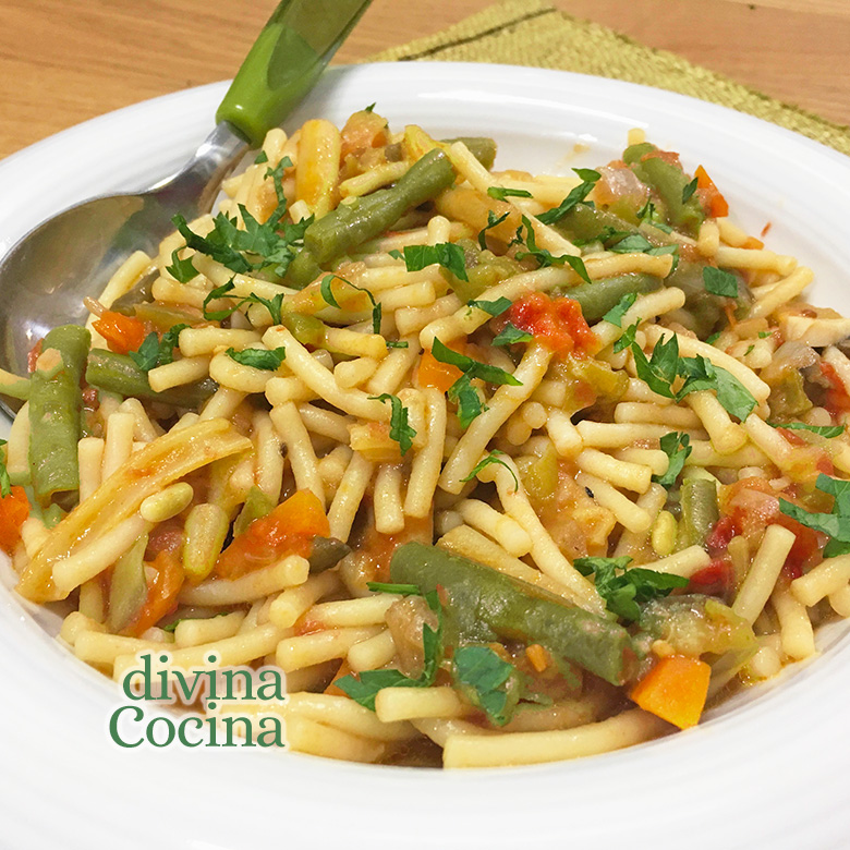 receta de fideos con verduras