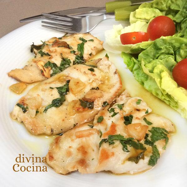 Filetes de pollo al ajillo - Receta de DIVINA COCINA