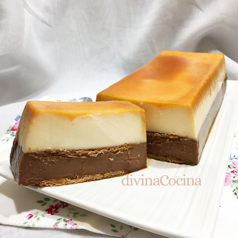 flan de chocolate blanco y negro