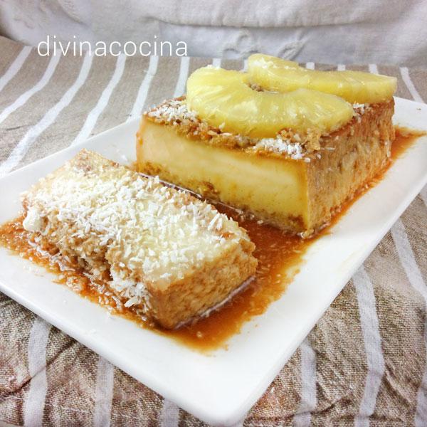 flan de piña y coco