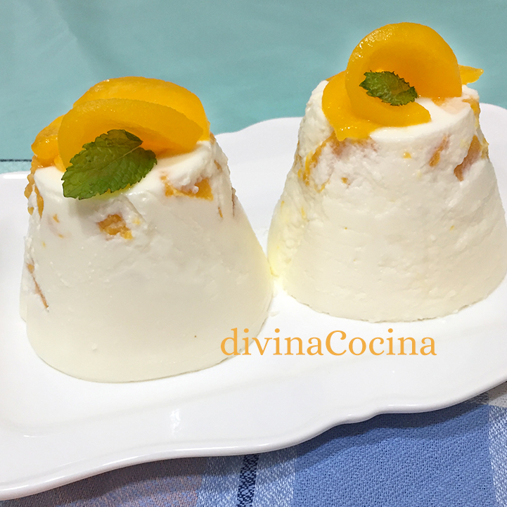 receta de flan frio de yogur y melocoton