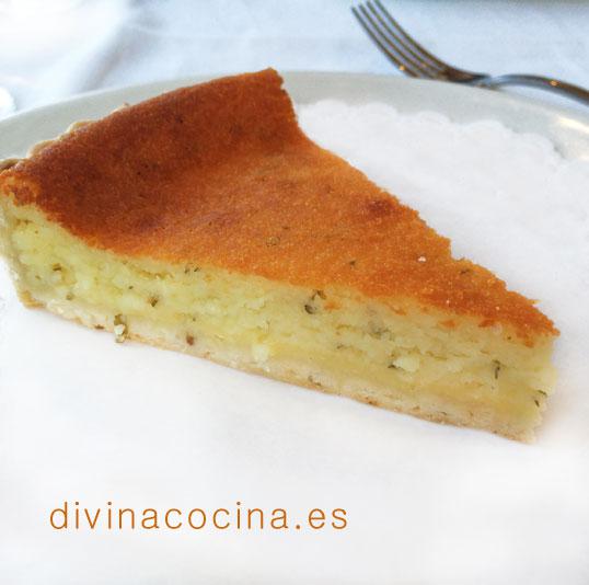 flaó pastel de queso y hierbabuena