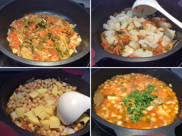 garbanzos con bacalao paso a paso