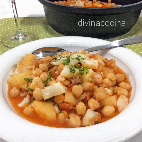 garbanzos con bacalao