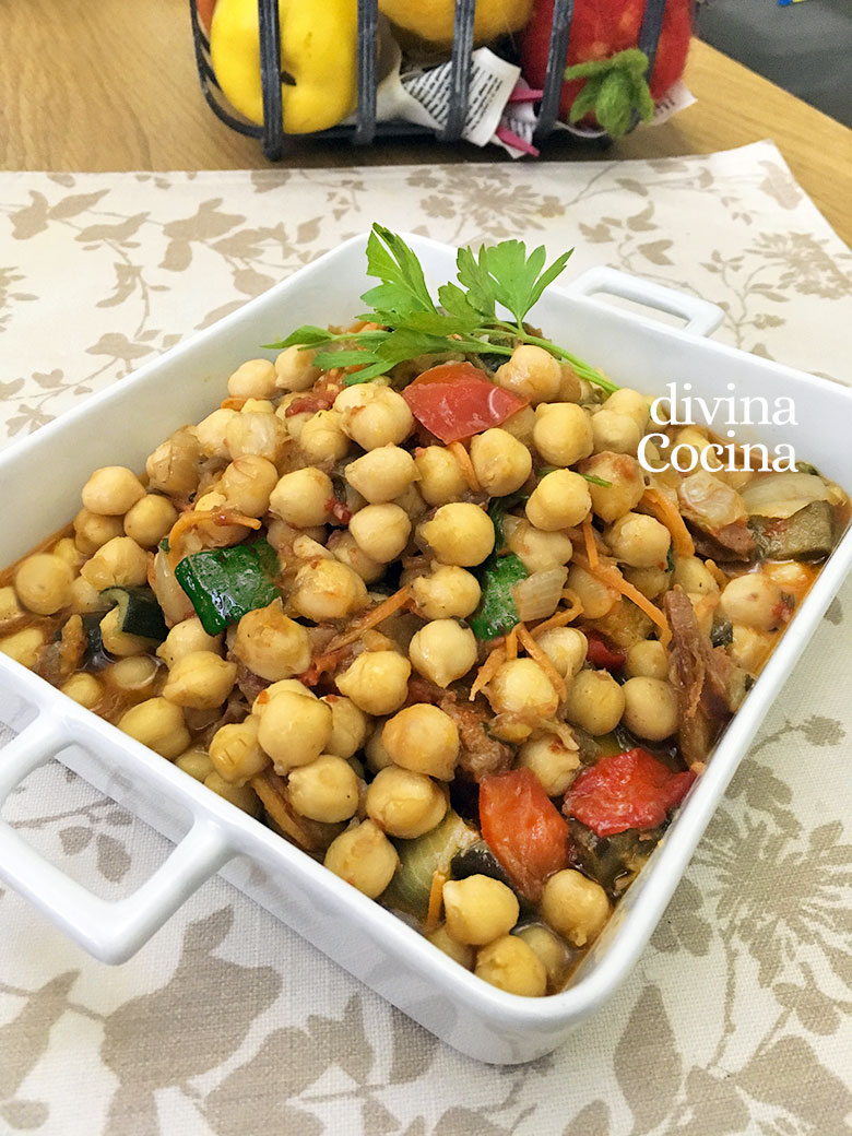 garbanzos salteados con verduras