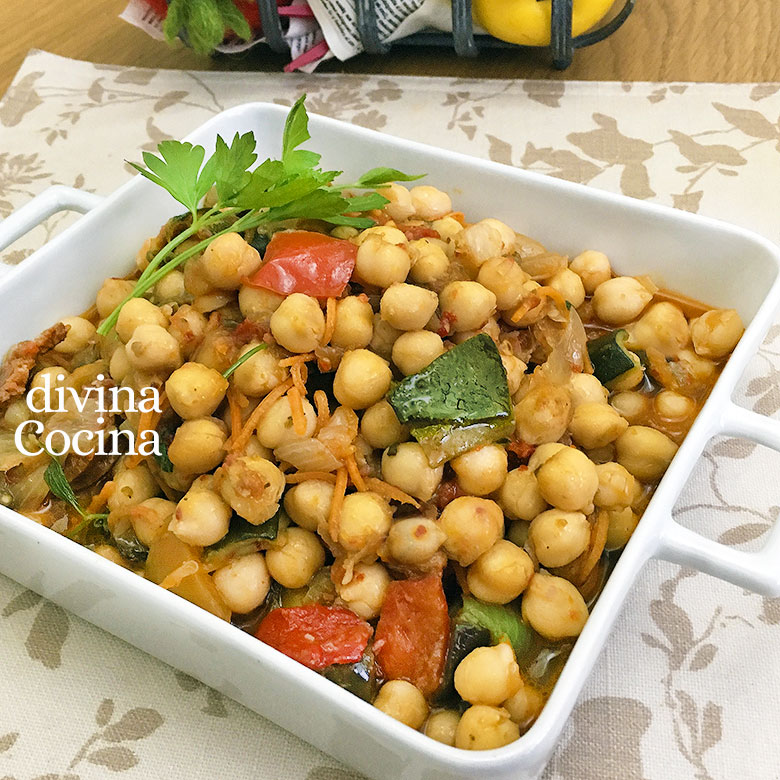 garbanzos salteados con verduras