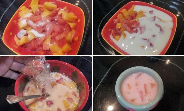 gelatina de yogur y frutas paso a paso