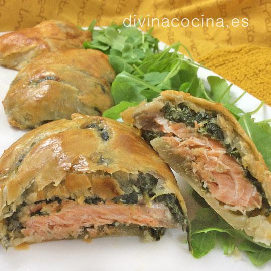 Hojaldre de salmón y espinacas