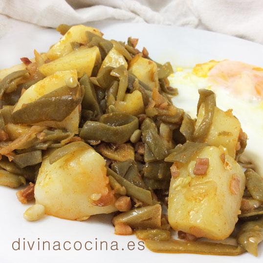 Judías verdes salteadas con patatas - Receta de DIVINA COCINA