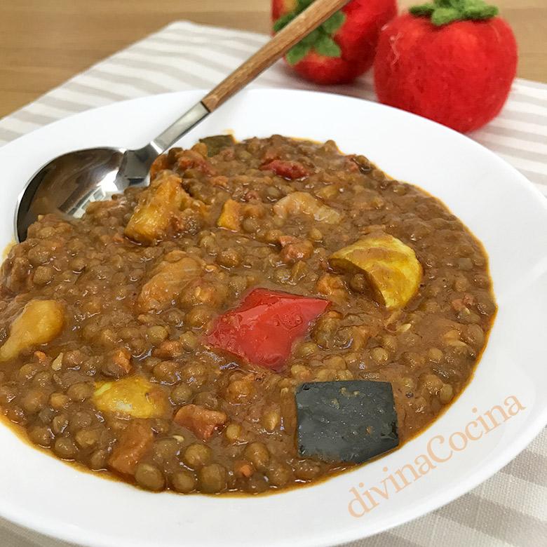 Lentejas con sofrito de verduras - Receta de DIVINA COCINA