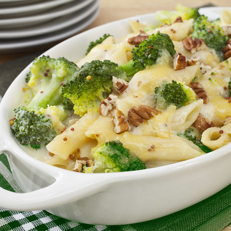 macarones con brocoli y nueces