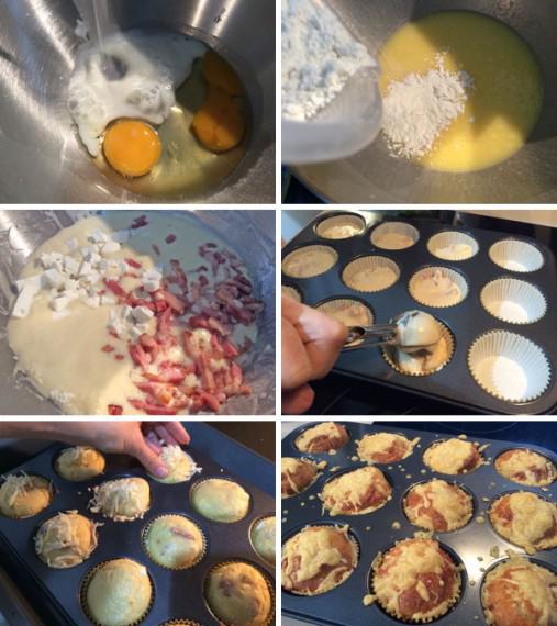 muffins de queso y bacón