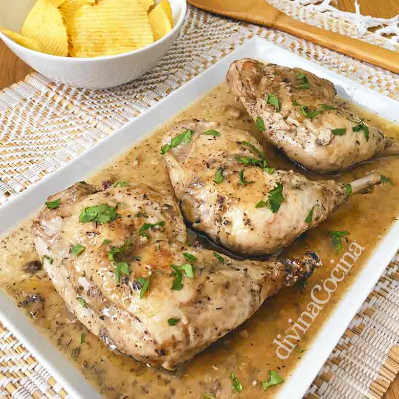 muslos de pollo en salsa