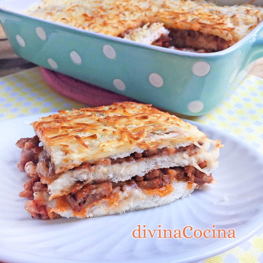 pastel de carne con pan de molde