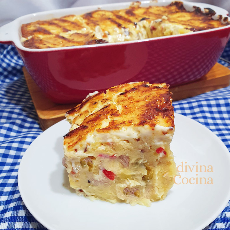 Pastel de patatas y atún al horno