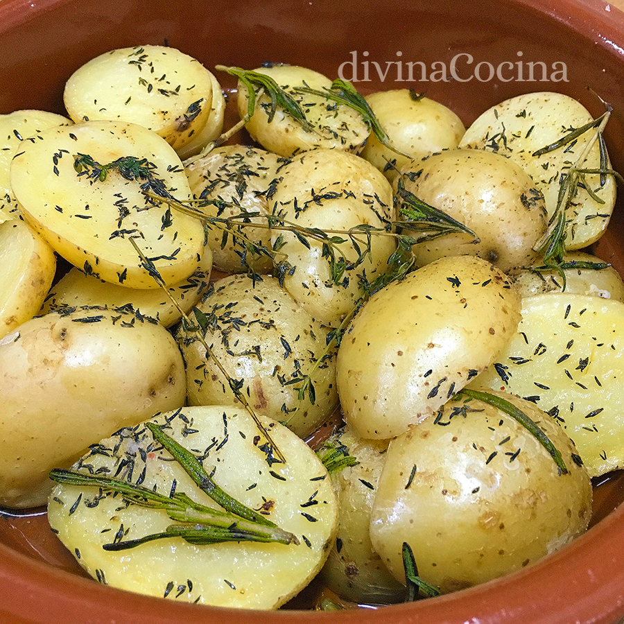 patatas provenzal con hierbas en el miroondas