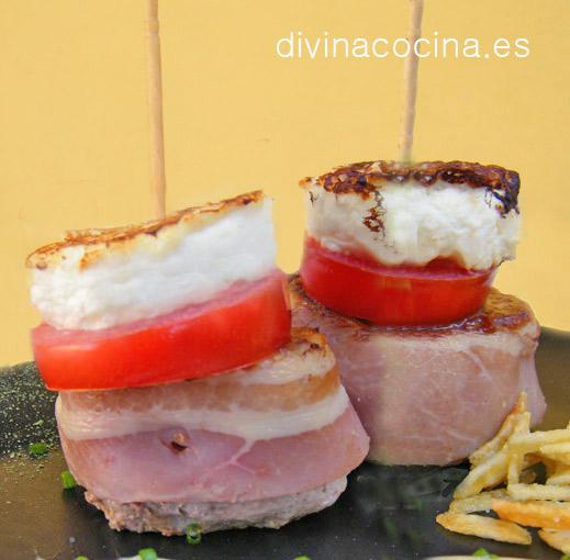 pinchos de solomillo y queso de cabra