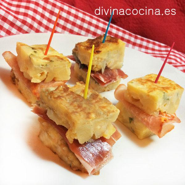 pinchos de tortilla rellena