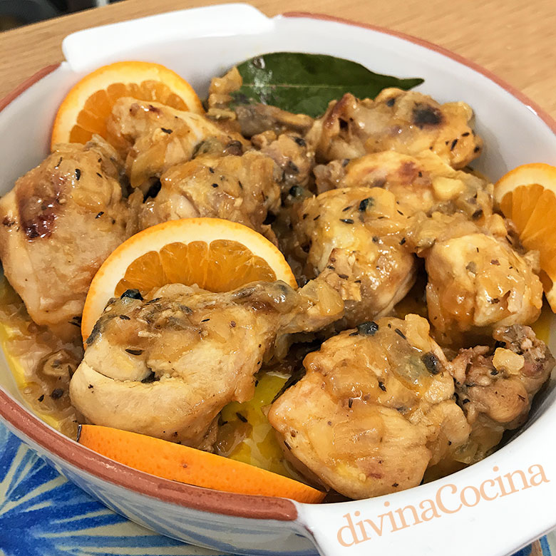 pollo guisado a la naranja