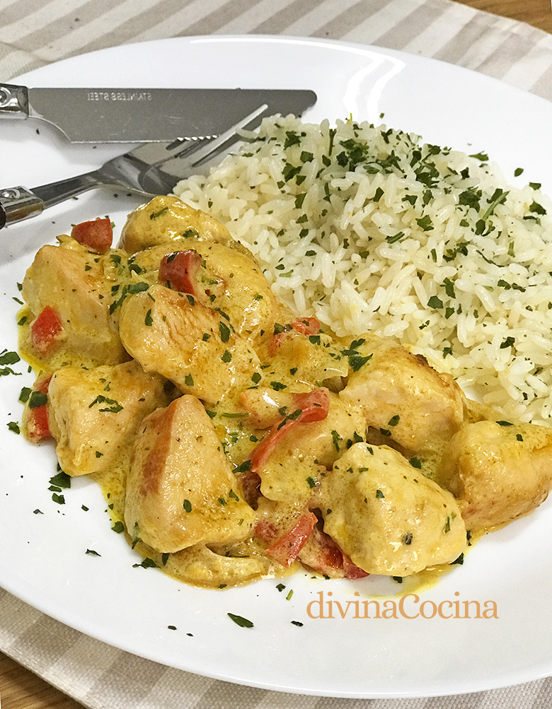 Pollo al curry fácil y rápido - Receta de DIVINA COCINA