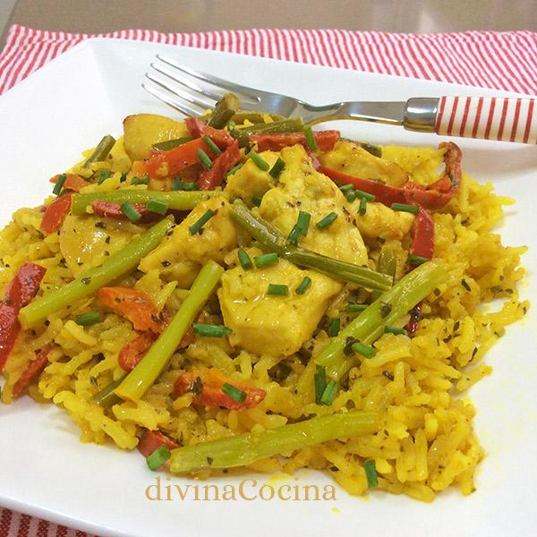 arroz con pollo al curry