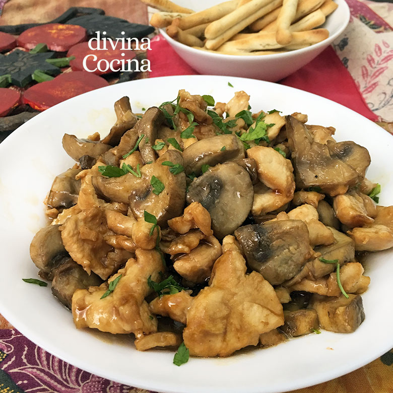 Pollo con soja y champiñones estilo chino - Receta de DIVINA COCINA